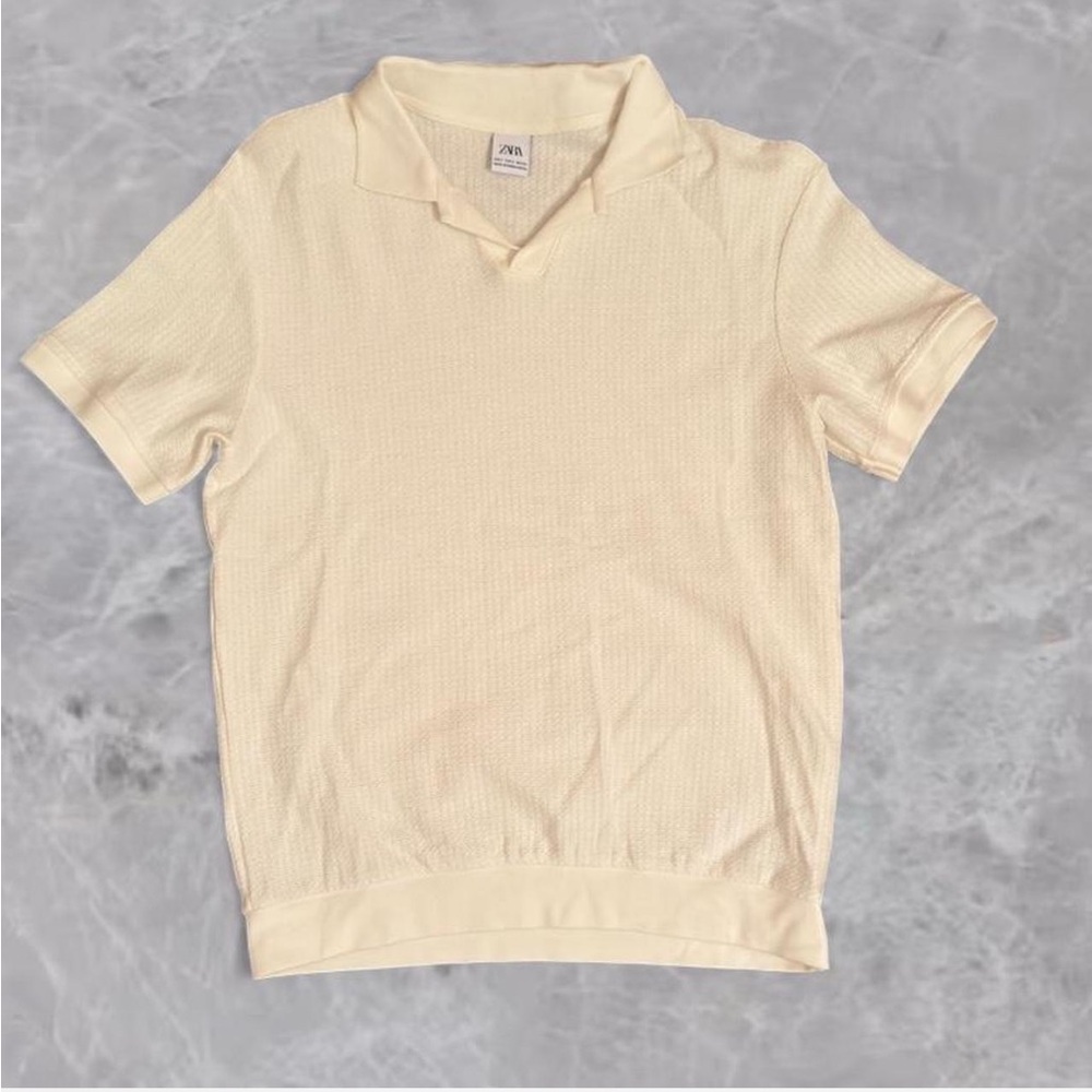 Men’s Cream Knit Polo Shirt